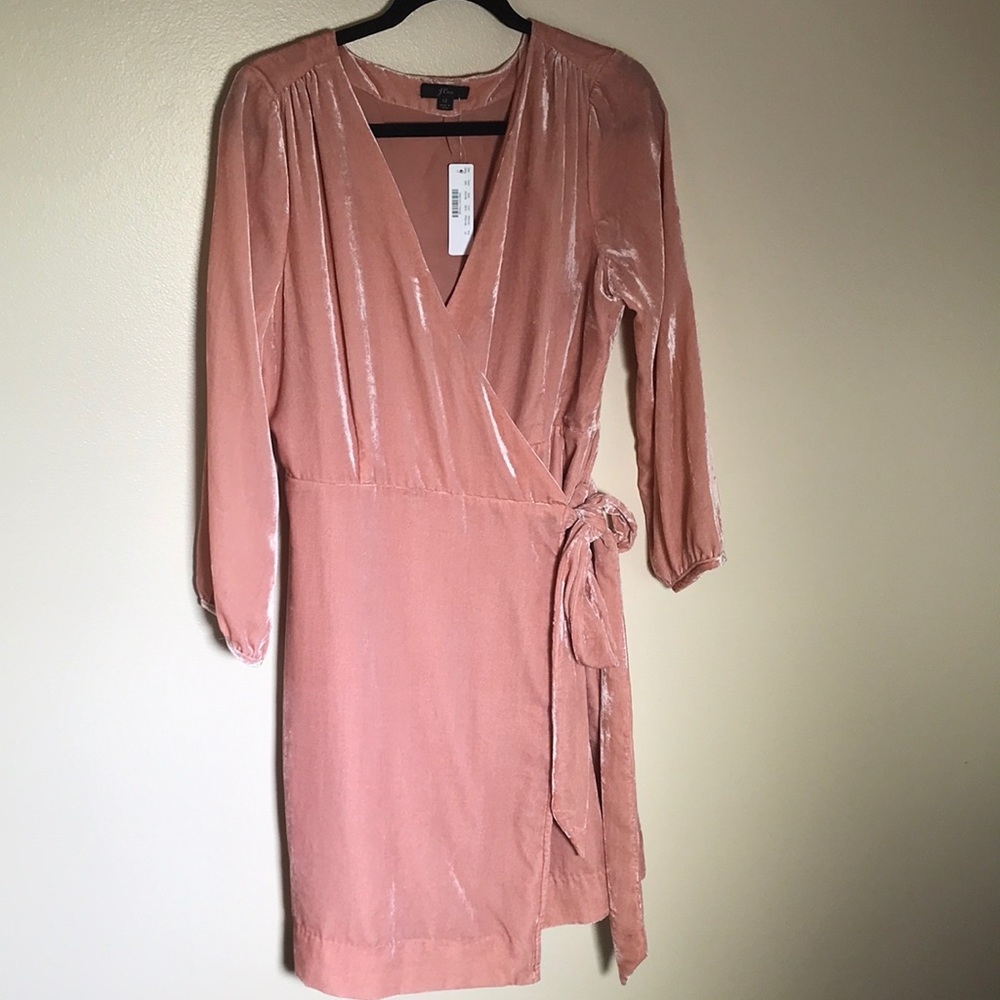 J.Crew Velvet Wrap Dress - 12 - Blush Pink- NWT
